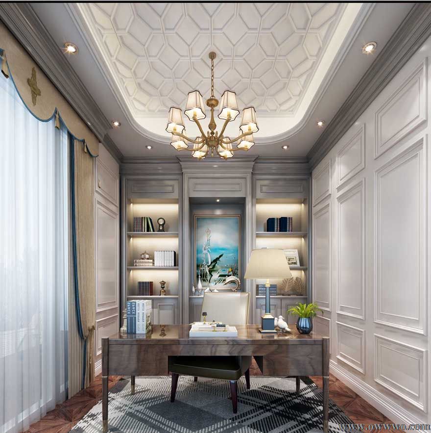 鲁班装饰成都别墅书房装修设计效果图 鲁班装饰成都别墅书房装修设计效果图