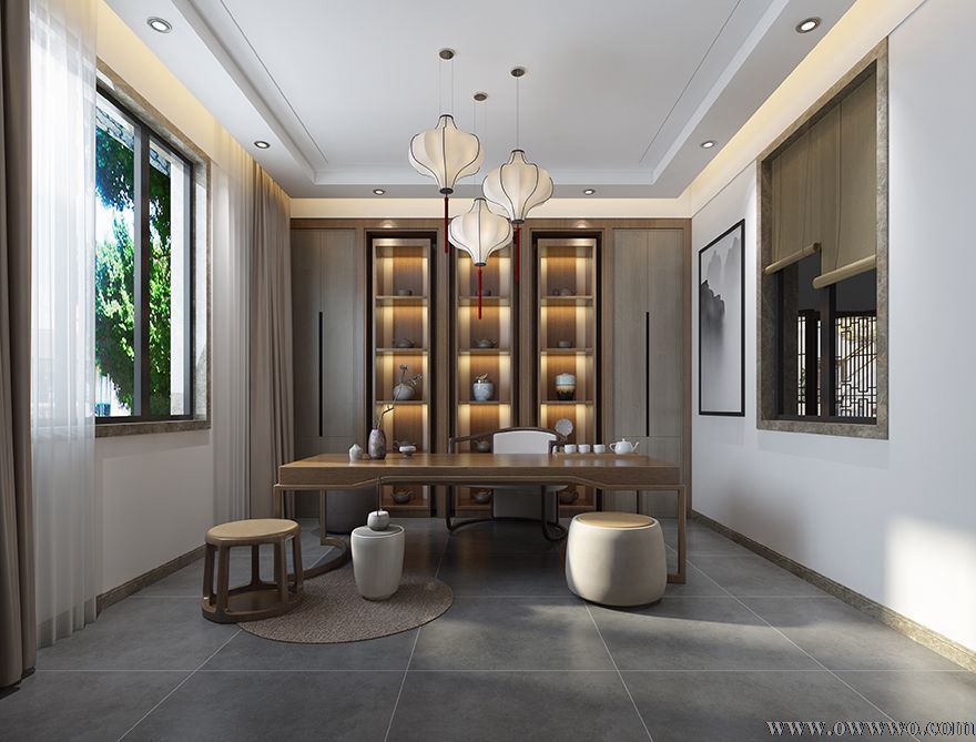 鲁班装饰成都别墅书房装修设计效果图.jpg 鲁班装饰成都别墅书房装修设计效果图.jpg