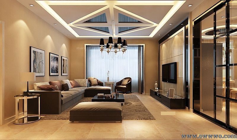 成都鲁班装饰公司现代风格客厅设计装修效果图