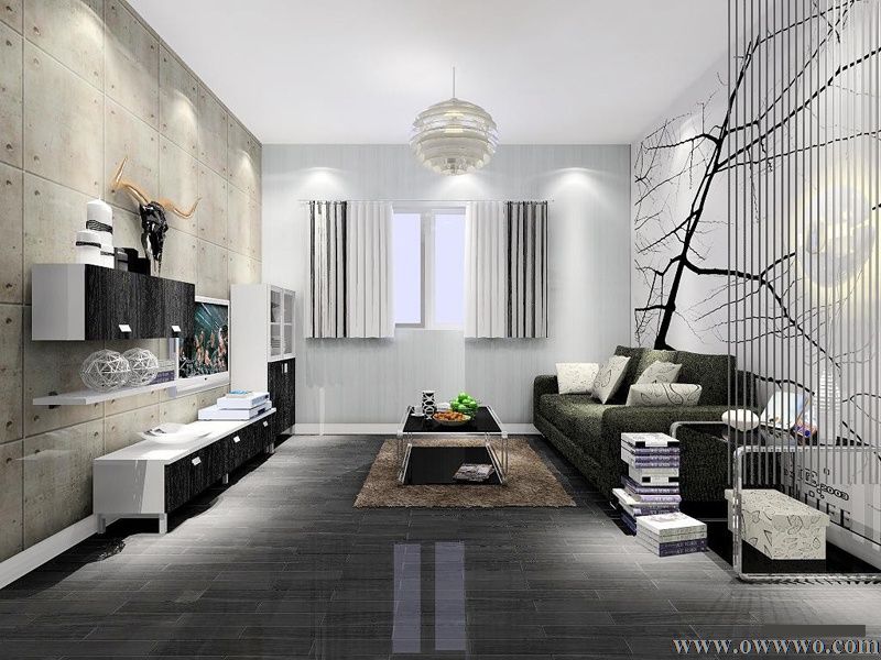 成都鲁班装饰公司现代风格客厅装修效果图