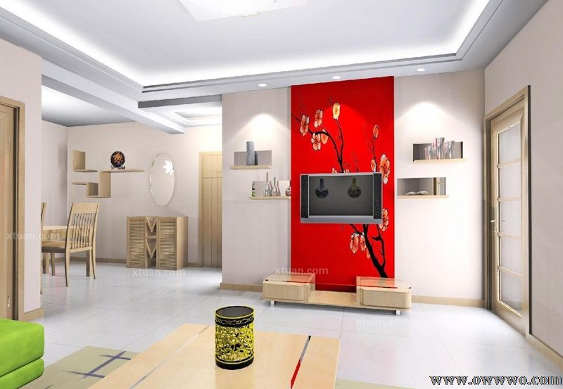 成都鲁班装饰公司现代风格个性客厅设计装修效果图